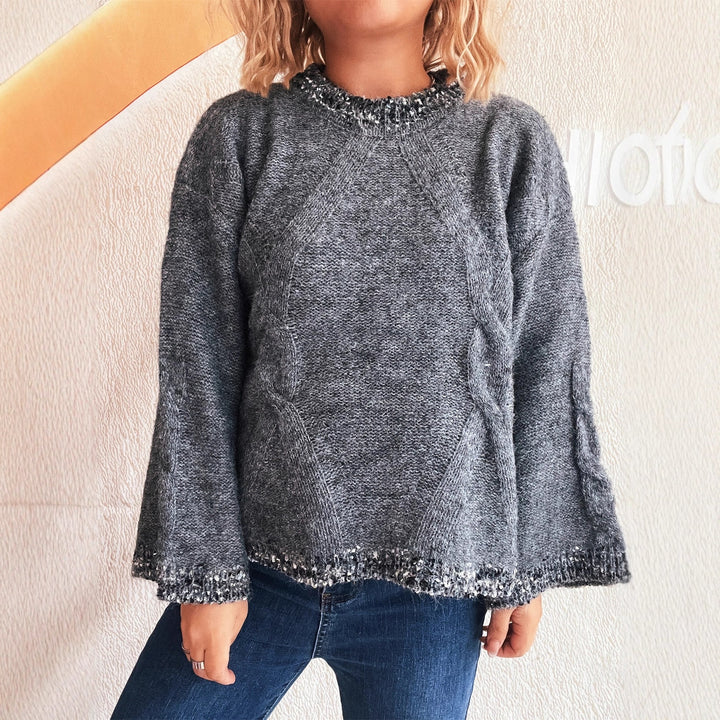 Damen Grobstrickpullover mit strukturiertem Zopfdesign und weitem Schnitt Drune