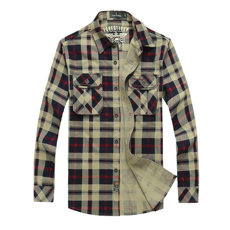 Herren Kariertes Overshirt im Workwear Stil mit aufgesetzten Brusttaschen Drune