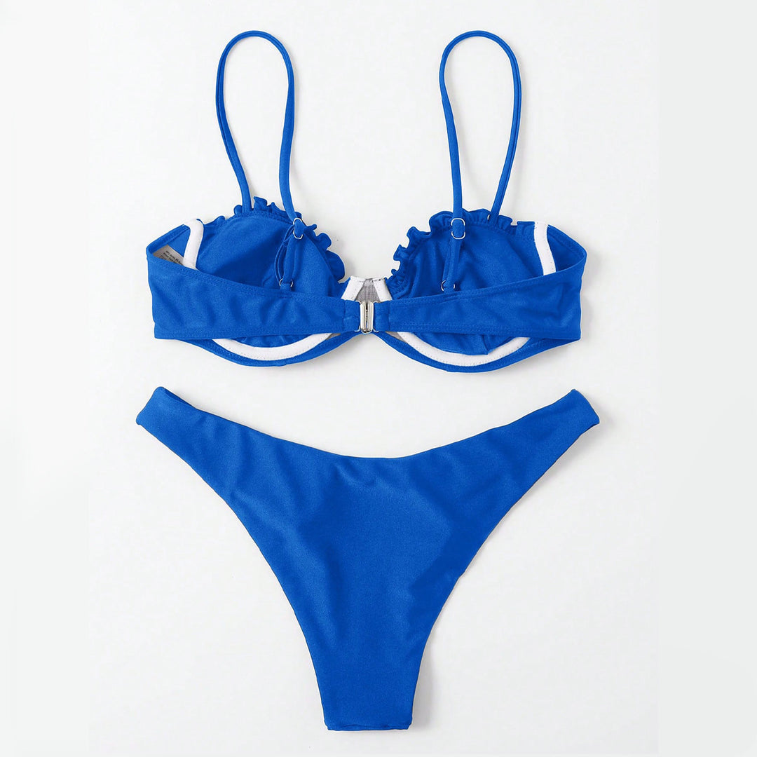 Damen Push-Up-Bikini mit Raffung und verstellbaren Trägern Drune