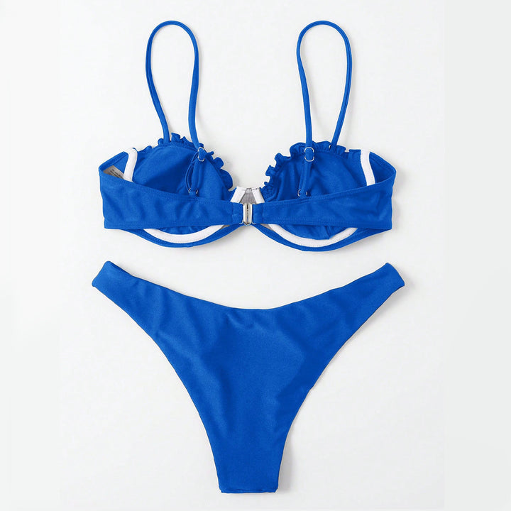 Damen Push-Up-Bikini mit Raffung und verstellbaren Trägern Drune