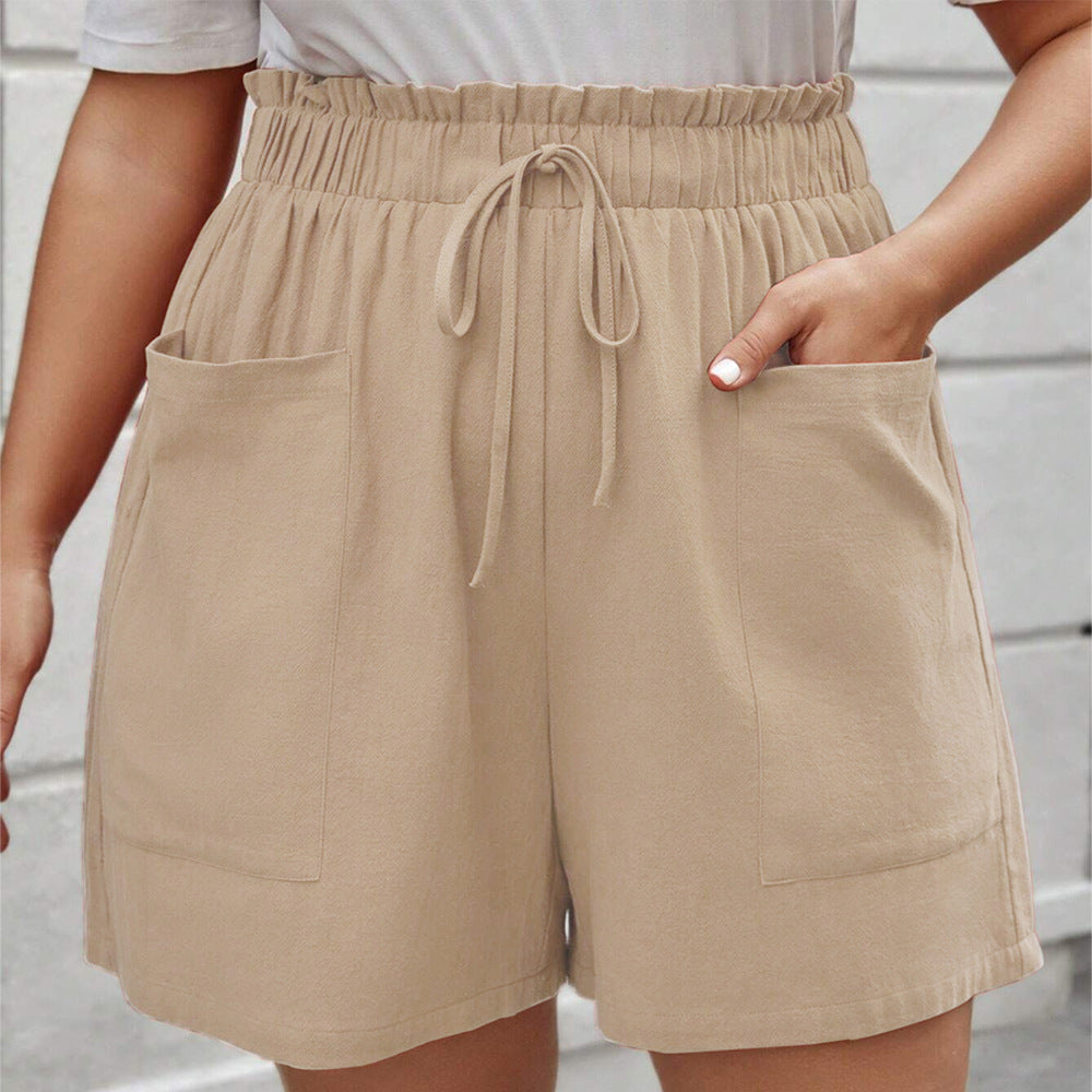 Damen Sommerliche High-Waist-Shorts mit praktischen Taschen und elastischem Bund Drune