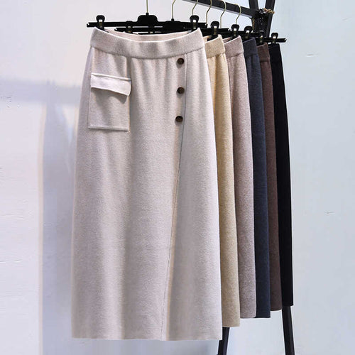Damen Eleganter Strickrock mit praktischer Seitentasche Drune