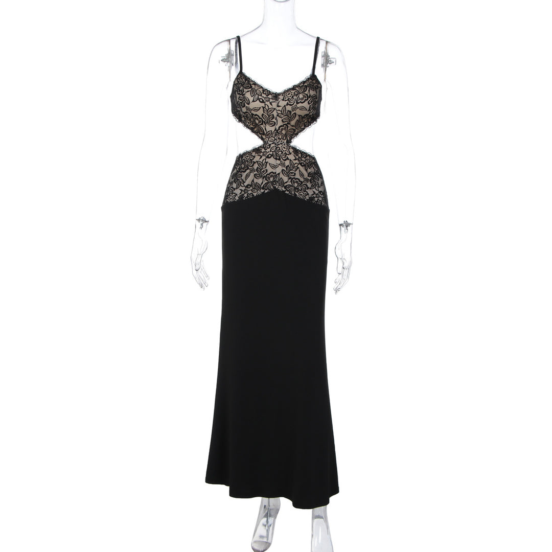 Damen Elegantes Maxikleid mit Spitzenoberteil und raffiniertem Schnitt Drune