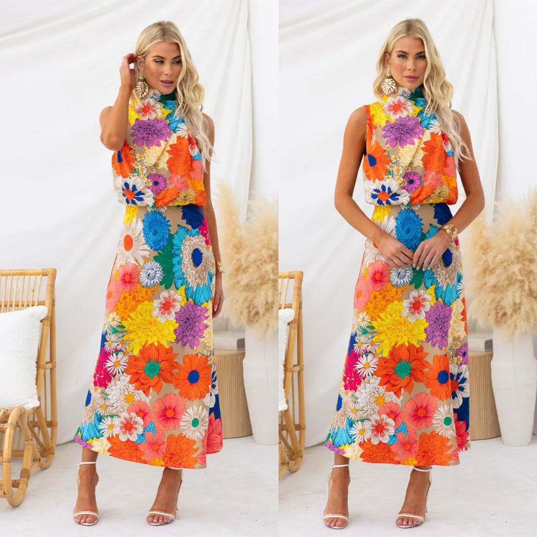 Damen Sommerliches Maxikleid mit floralen Akzenten und elegantem Schnitt Drune