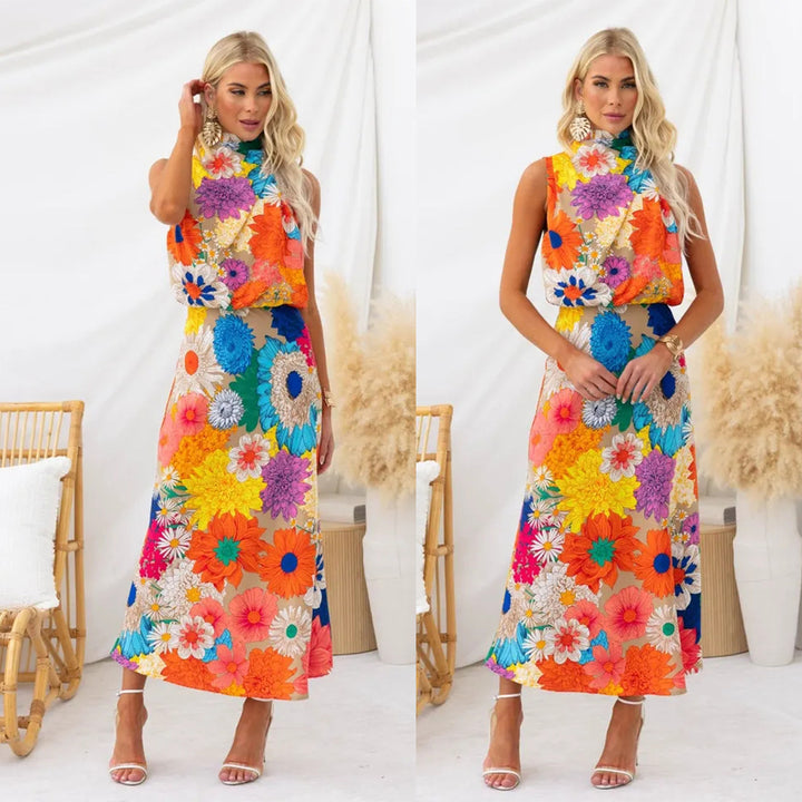 Damen Sommerliches Maxikleid mit floralen Akzenten und elegantem Schnitt Drune