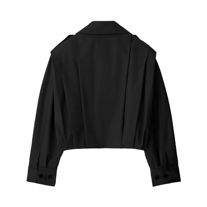 Damen nan cropped Kurzblazer mit kastigem Schnitt, verlängerter Manschette und präzisen Abnähern Drune