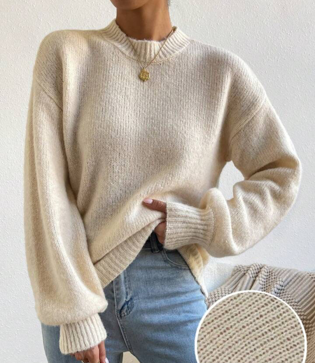 Damen Oversize Feinstrickpullover mit angedeutetem Mohair‑Effekt und verlängerten Rippbündchen Drune