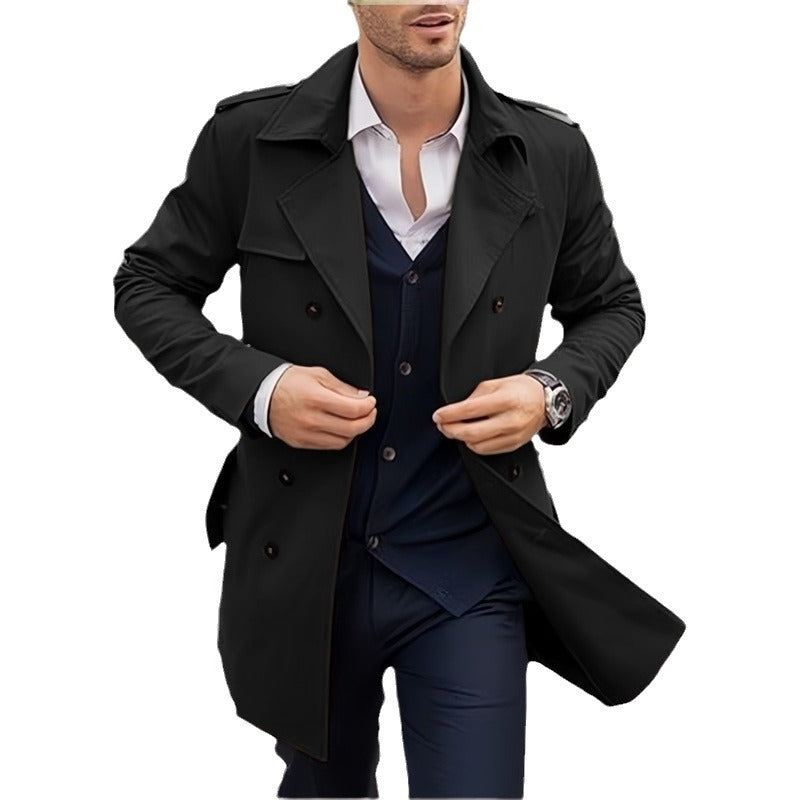 Herren klassischer Trenchcoat im zeitlosen Design mit knöpfbaren Taschen Drune