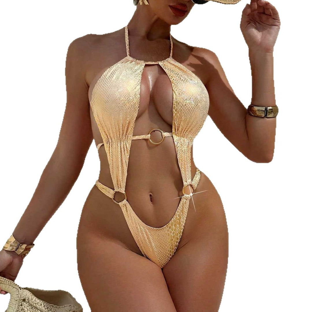 Damen Eleganter Badeanzug mit geschnürtem Design Drune