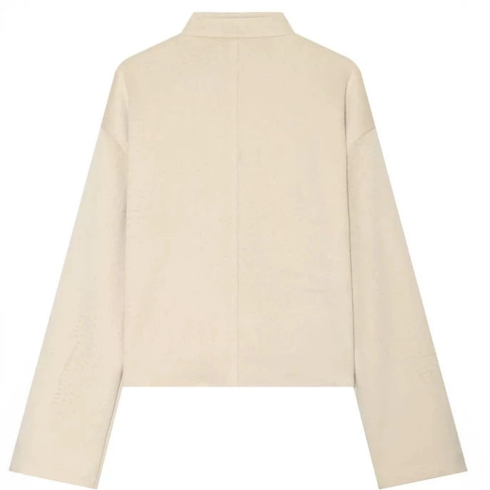 Damen Cropped Jacke im Mandarin‑Stil mit Knebelverschlüssen und kastiger Silhouette Drune