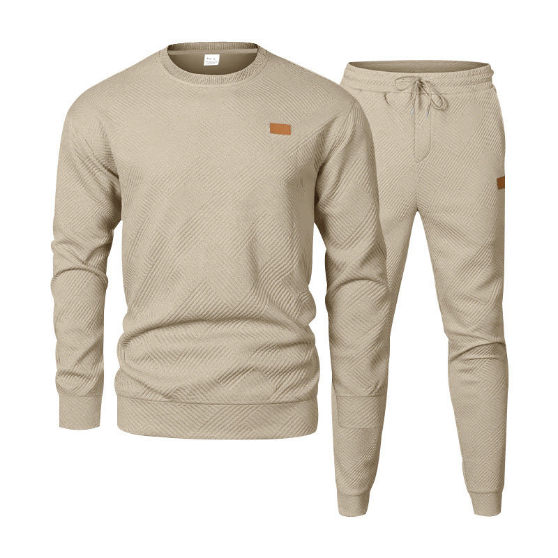Herren Feinstrukturiertes Lounge-Set mit Rundhals-Pullover & schmaler Jogginghose Drune