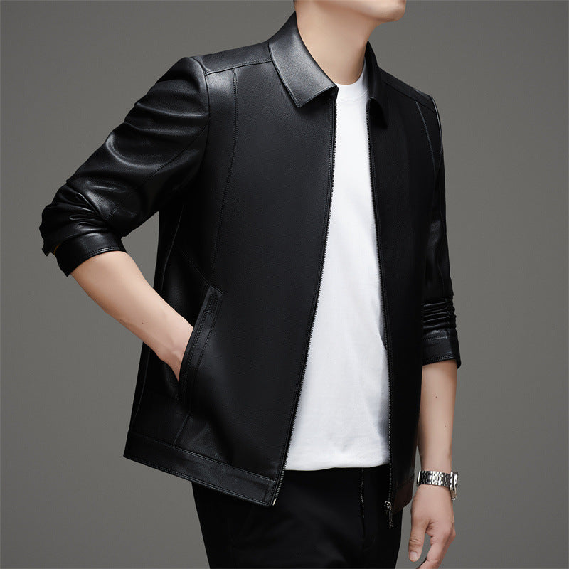 Herren modische Kunstlederjacke mit sportlichem Schnitt und praktischen Taschen Drune