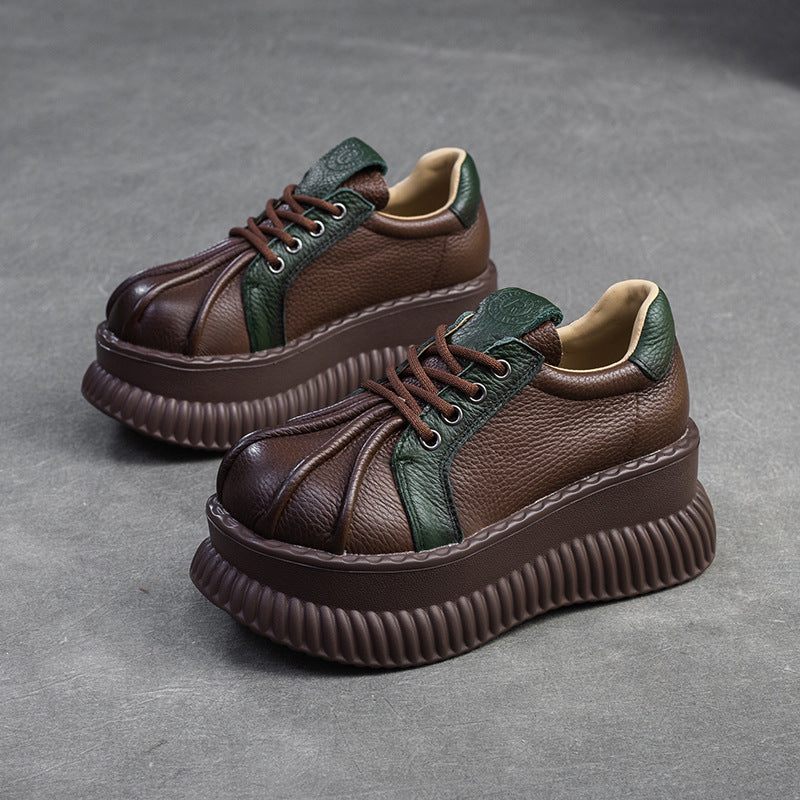 Damen Chunky Plateau-Sneaker aus hochwertigem Leder mit raffinierten Details Drune