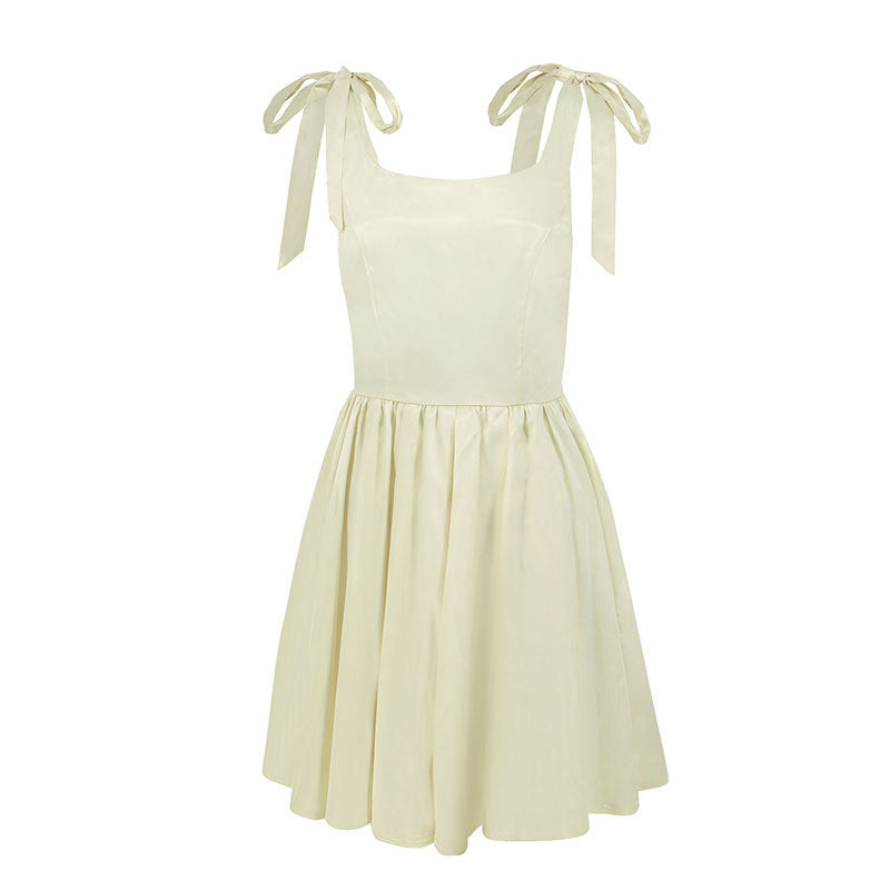Damen lässiges Sommerkleid mit Schleifen Drune
