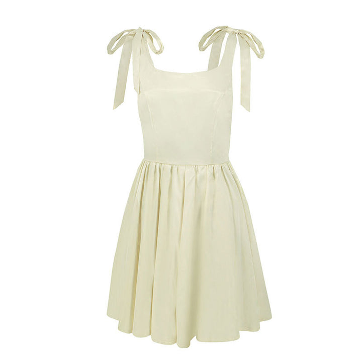 Damen lässiges Sommerkleid mit Schleifen Drune
