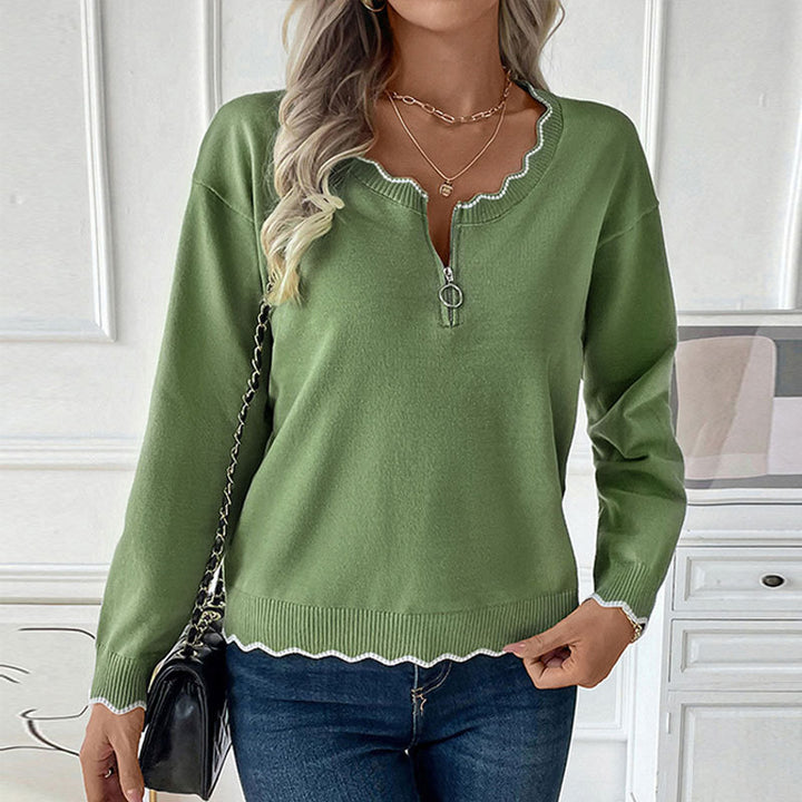 Damen Bequemer Strickpullover mit Reißverschluss Drune