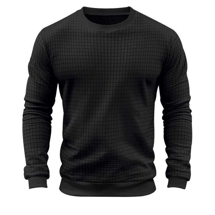 Herren nan strukturiertes Karo-Strick-Sweatshirt mit Rundhalsausschnitt und körperbetonter Athletik-Passform Drune