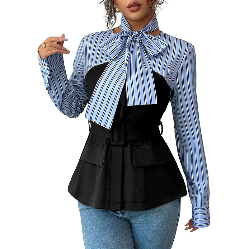 Damen Modische Bluse mit Schleifendetails Drune