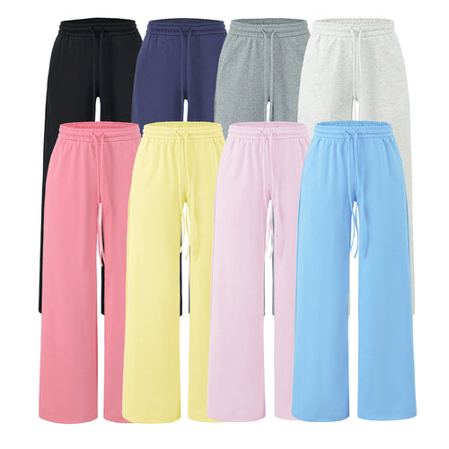 Damen Weite Lounge-Hose mit hohem elastischen Bund und Kordelzug Drune