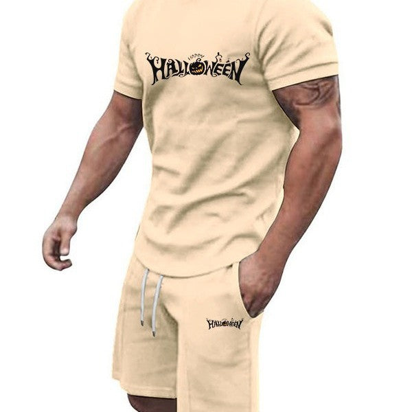 Herren lässiges Halloween-Set mit T-Shirt und Shorts Drune