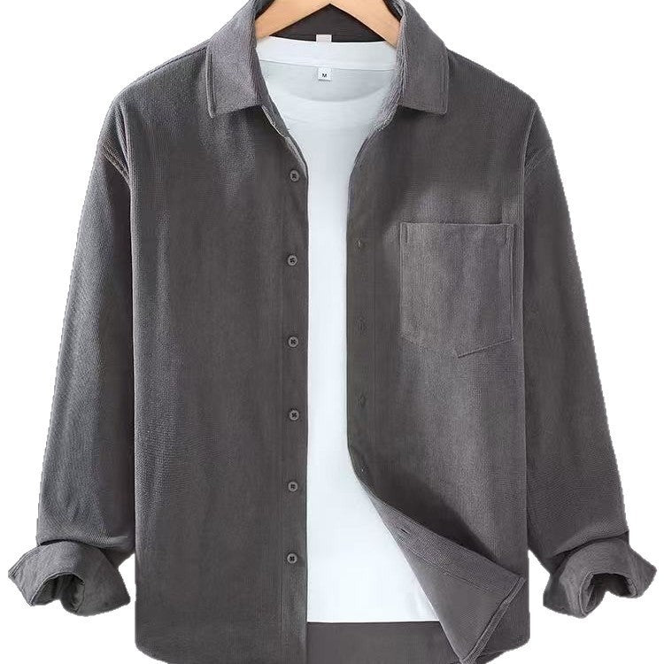 Herren Leichte Feincord-Hemdjacke mit Brusttasche und Kentkragen Drune