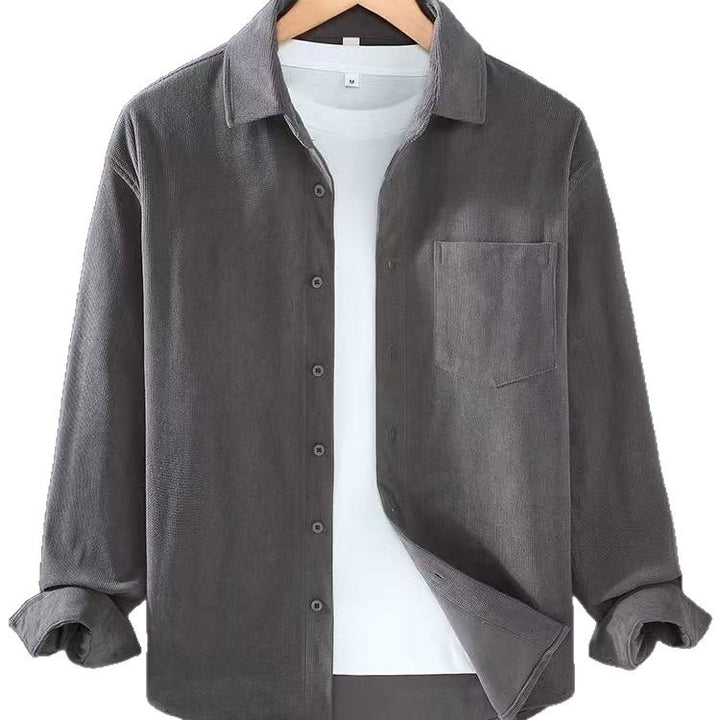Herren Leichte Feincord-Hemdjacke mit Brusttasche und Kentkragen Drune