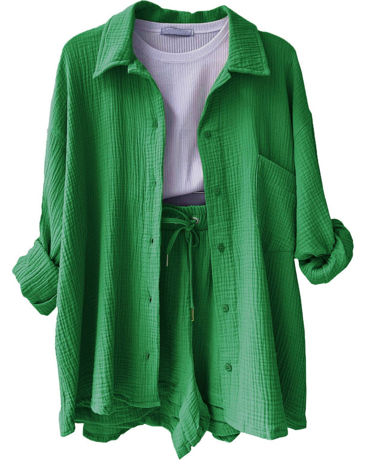 Damen luftige Baumwollbluse mit lockerer Passform Drune