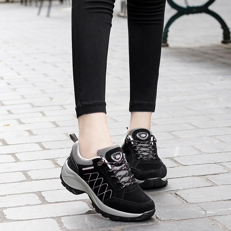 Damen Bequeme Outdoor-Walking-Sneaker mit verstärkter Profilsohle und gepolstertem Knöchelkragen Drune