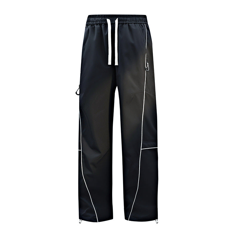 Unisex Wasserabweisende technische Cargo-Hose mit weitem Bein, Reißverschlusstaschen und Kordelzug Drune