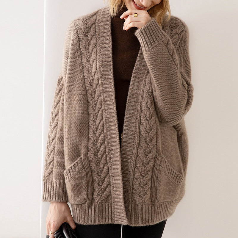 Damen Grobstrick-Cardigan mit Taschen und lässiger Passform Drune