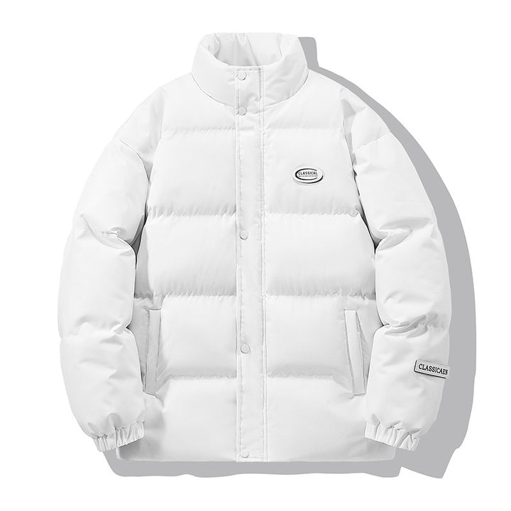 Unisex Wattierte City-Pufferjacke mit hochschließendem Stehkragen und verdeckter Druckknopfleiste Drune