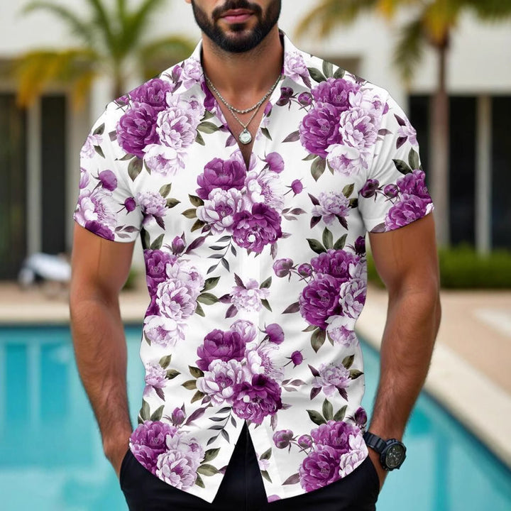 Herren Kurzarmhemd mit floralen Akzenten und modernem Schnitt Drune