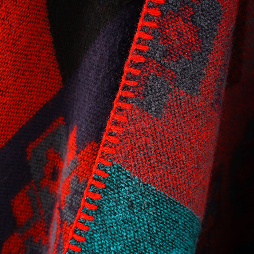 Damen Oversize-Jacquard-Capeponcho mit ornamentaler Webstruktur Drune