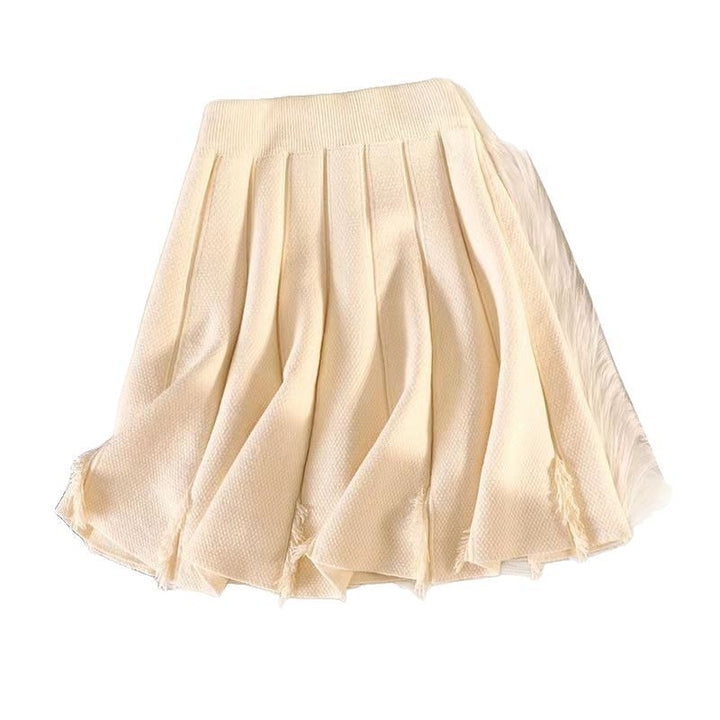 Damen Eleganter Plissee-Rock mit feinem Strickdesign Drune