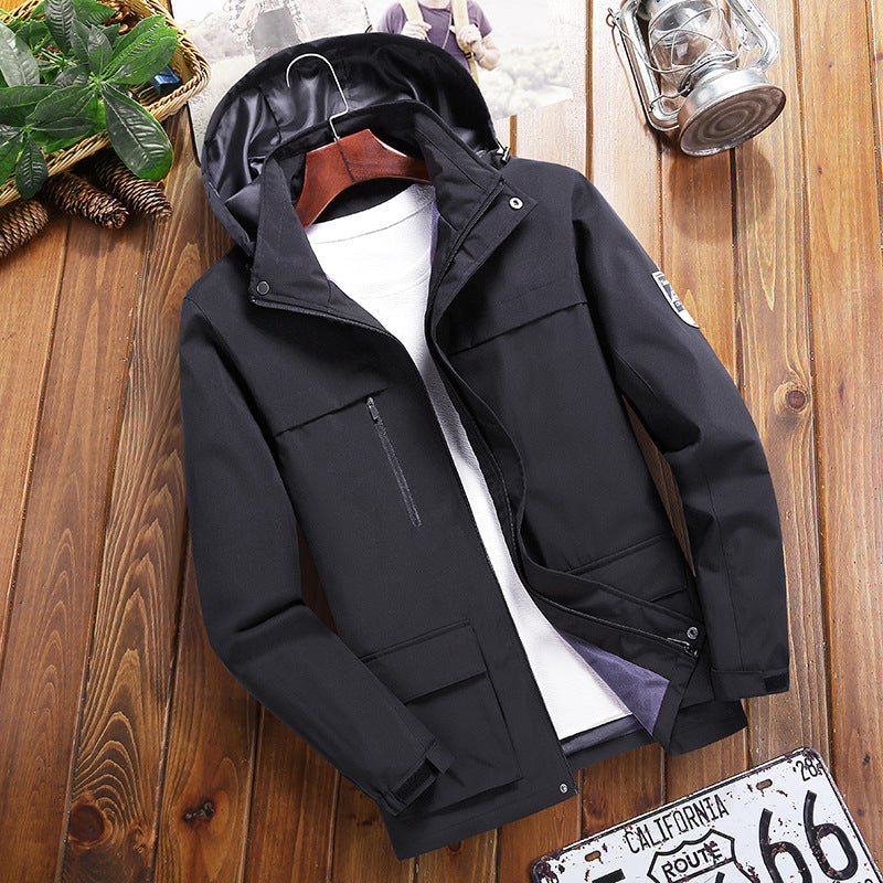 Herren Trendige Outdoor-Jacke mit abnehmbarer Kapuze Drune