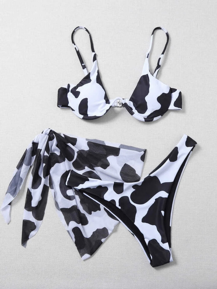 Damen Triangel-Bikini-Set mit asymmetrischem Wickelrock Drune