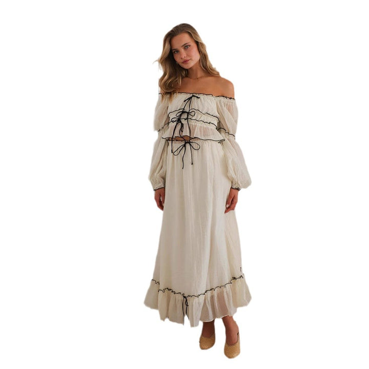 Damen luftiges Crop-Top mit Rüschen und Bindegürtel Drune