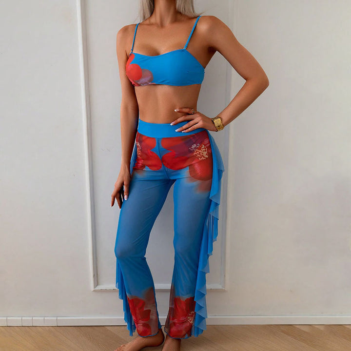 Damen Bikiniset mit transparenter Rüsche Drune