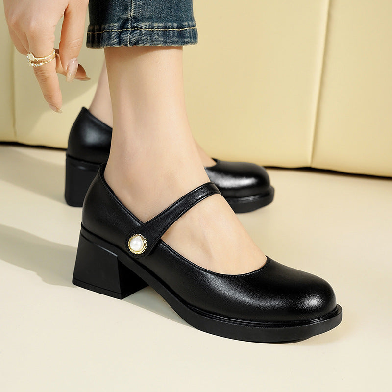 Damen Pumps mit eleganter Riemchenverzierung und bequemem Blockabsatz Drune