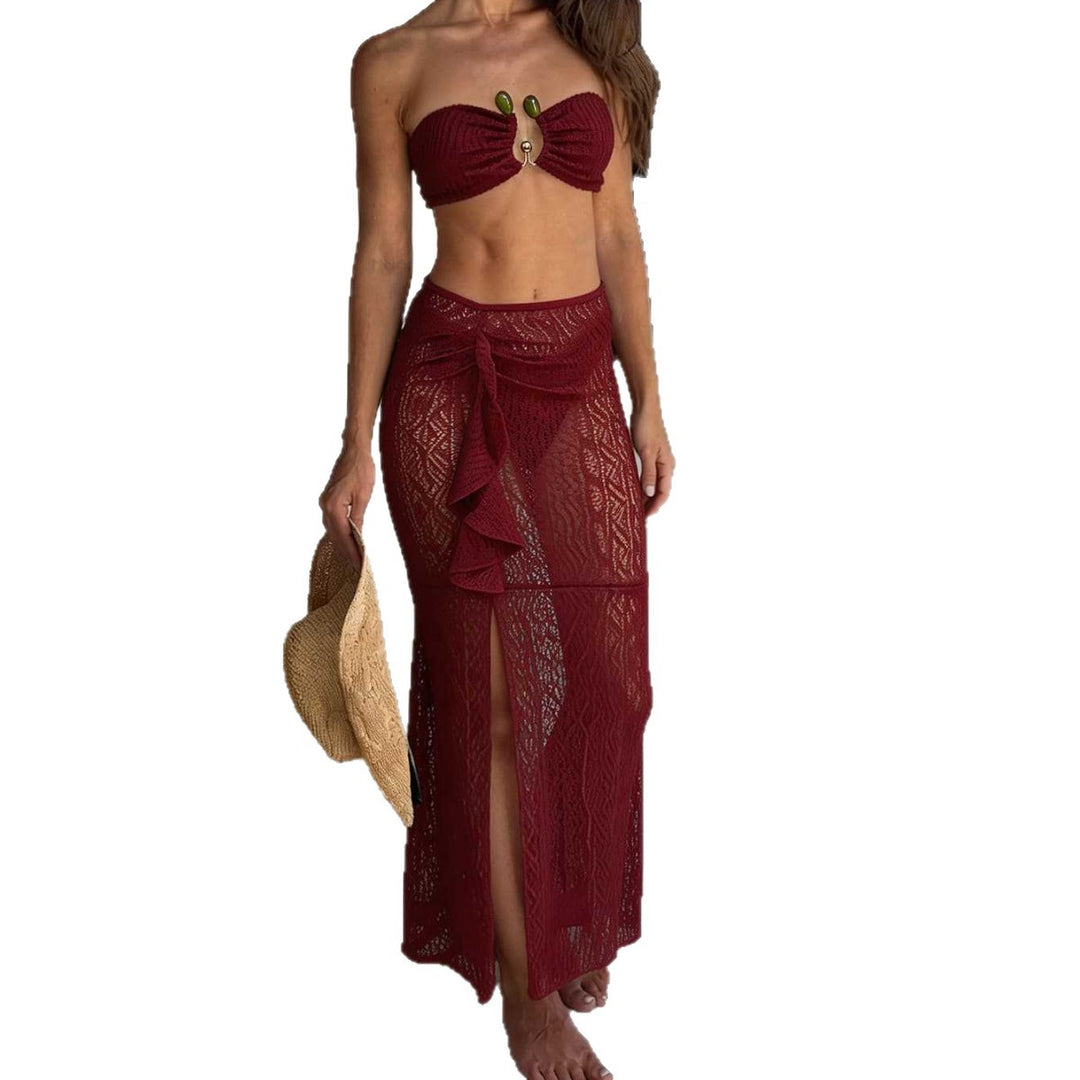 Damen Bandeau-Bikini mit Rüschenrock und elegantem Verschluss Drune
