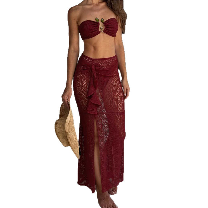 Damen Bandeau-Bikini mit Rüschenrock und elegantem Verschluss Drune