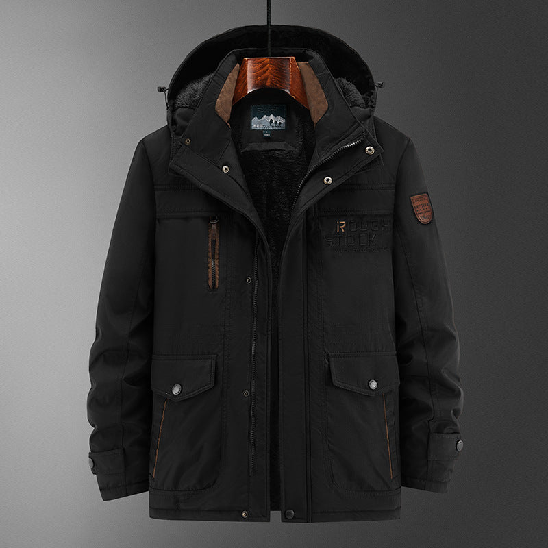 Herren Robuster gefütterter Field-Parka mit Teddyfutter, Kapuze und Multifunktions‑Taschen Drune