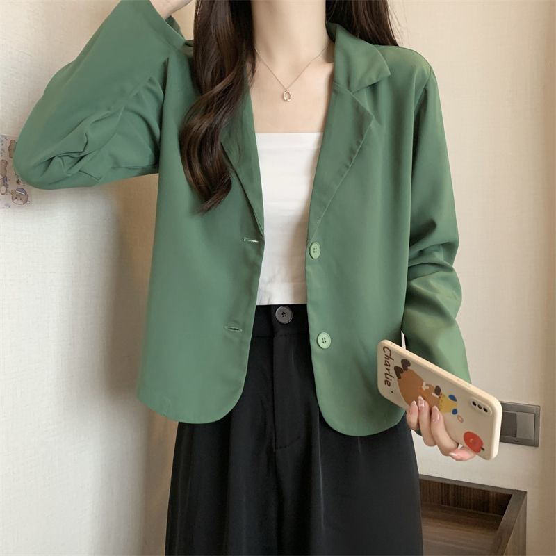 Damen modische Kurzjacke mit eleganter Knopf-Ausschnitt Drune