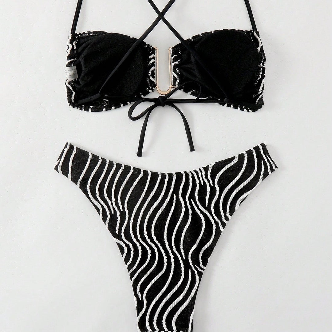 Damen Bikini mit elegantem Schnitt und modernem Muster Drune