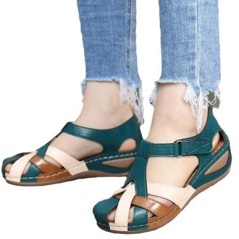 Damen Geschlossene Riemen-Sandalen mit gepolstertem Komfortfußbett und Klettverschluss Drune