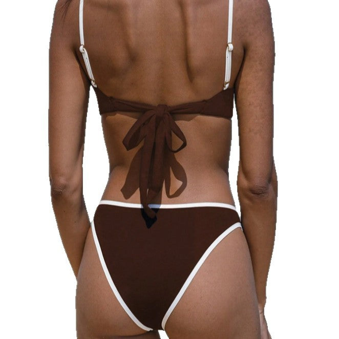 Damen Bikini-Set mit schmalen Trägern und originellem Kontrastdetail Drune