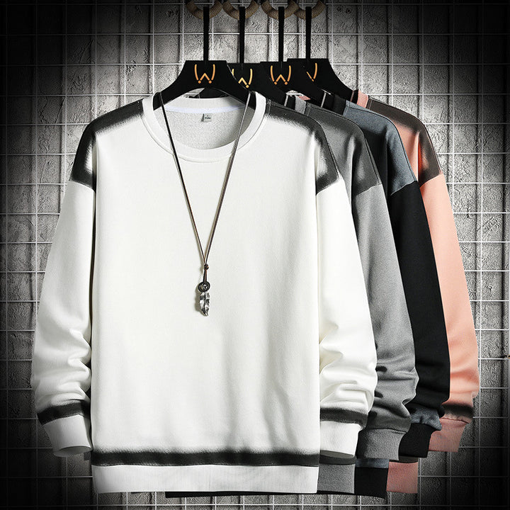 Herren Oversize-Sweatshirt mit Rundhals, kontrastiertem Spray‑Effekt und geripptem Saum Drune