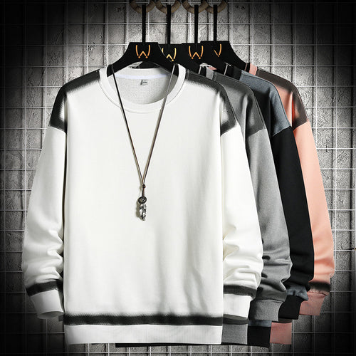 Herren Oversize-Sweatshirt mit Rundhals, kontrastiertem Spray‑Effekt und geripptem Saum Drune