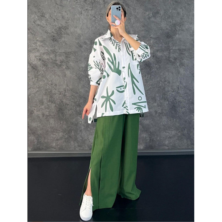 Damen Lässige Oversized-Bluse mit grafischem Druck und weiter Passform Drune
