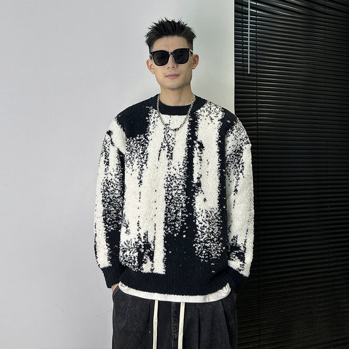 Herren Modischer Grobstrickpullover mit grafischem Muster Drune